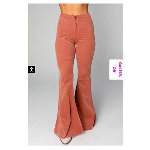 Pink corduroy flares